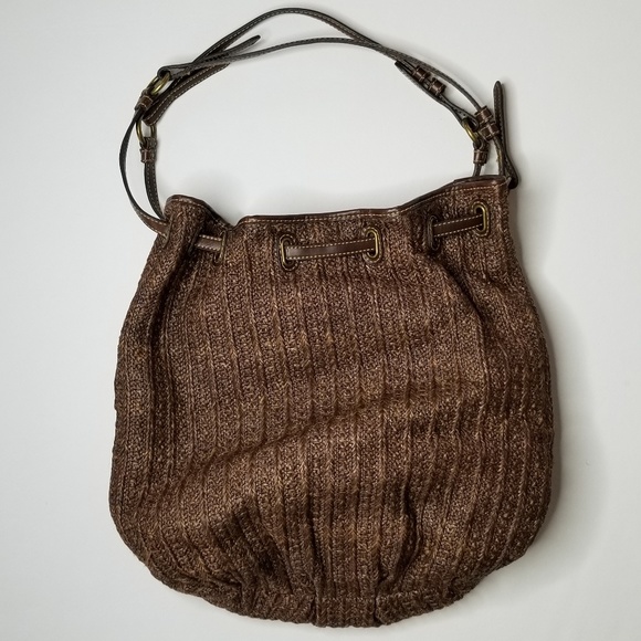 Fossil Handbags - FOSSIL Brown Weave Bucket Bag